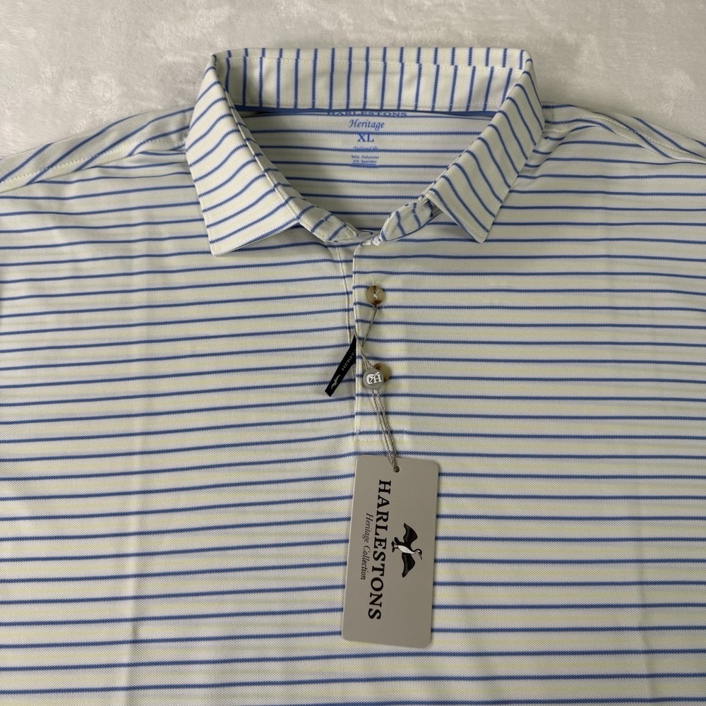 Harlestons Polo‎ Golf Shirt Mens XL Carolina Blue Heritage 4 Way Stretch 45 SPF